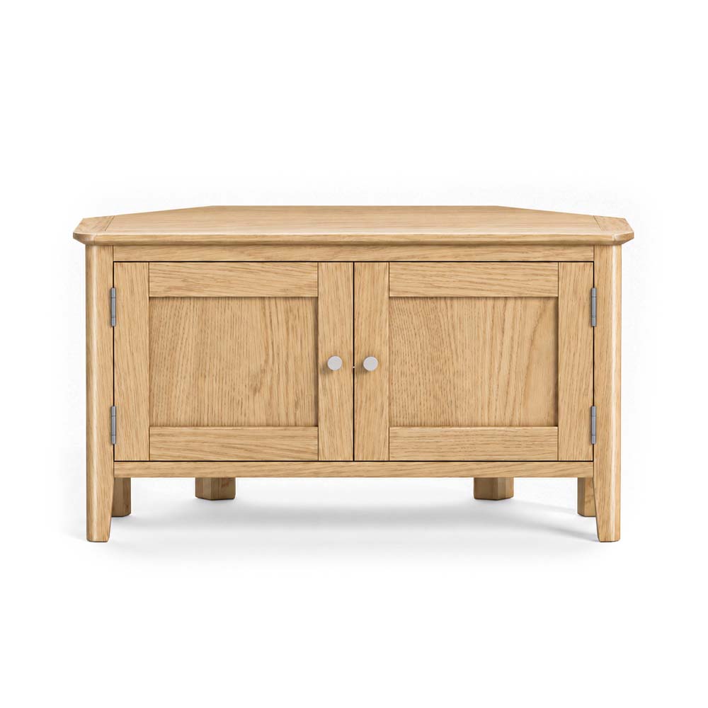 Folkestone Light Oak Corner TV Cabinet | Assembled