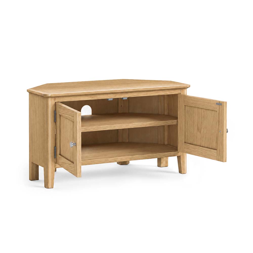 Folkestone Light Oak Corner TV Cabinet | Assembled