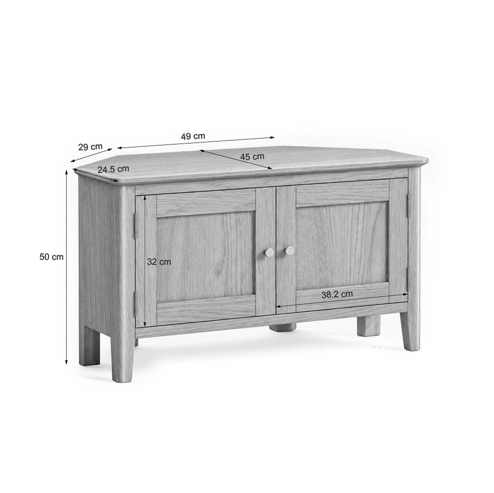 Folkestone Light Oak Corner TV Cabinet | Assembled