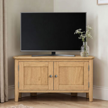 Dover Light Oak Corner TV Cabinet | Assembled