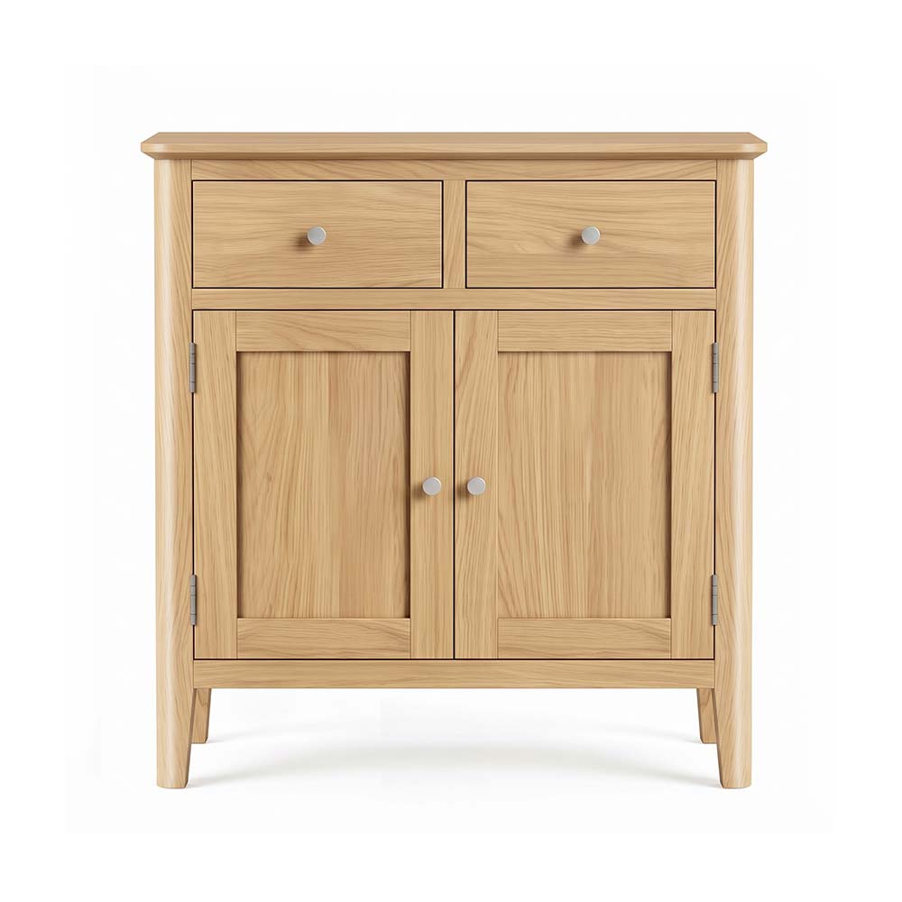 Folkestone Light Oak 2 Door 2 Drawer Mini Sideboard | Assembled