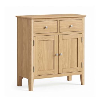 Folkestone Light Oak 2 Door 2 Drawer Mini Sideboard | Assembled