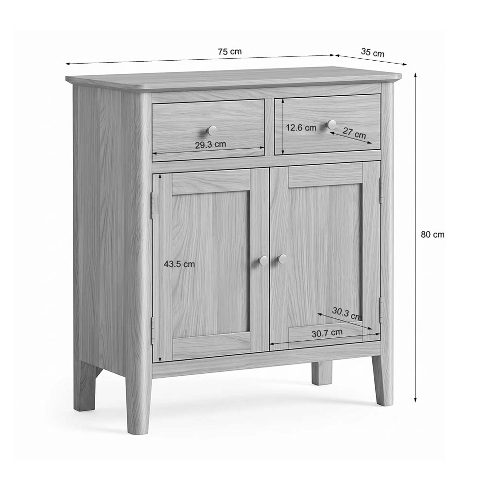 Folkestone Light Oak 2 Door 2 Drawer Mini Sideboard | Assembled