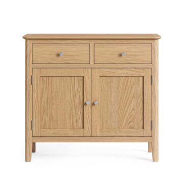 Folkestone Light Oak 2 Door 2 Drawer Small Sideboard | Assembled