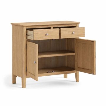 Folkestone Light Oak 2 Door 2 Drawer Small Sideboard | Assembled