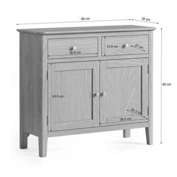 Folkestone Light Oak 2 Door 2 Drawer Small Sideboard | Assembled