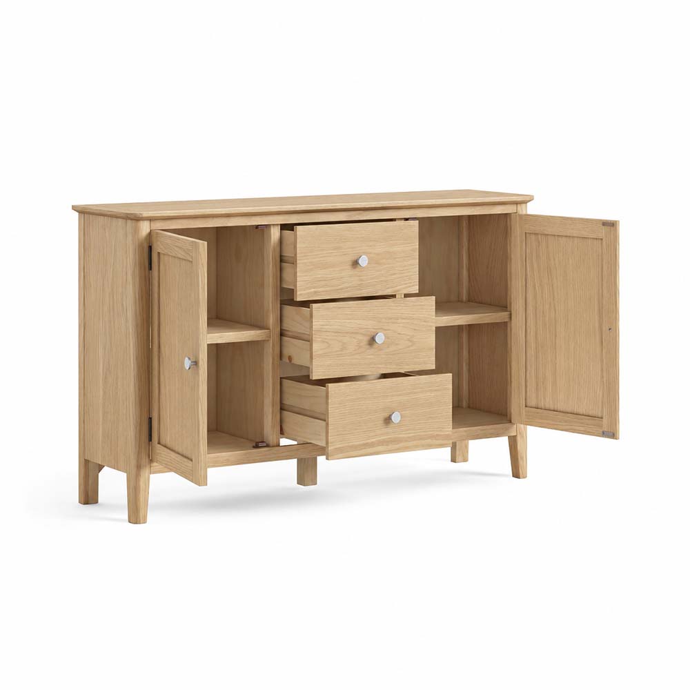Folkestone Light Oak 2 Door 3 Drawer Sideboard | Assembled