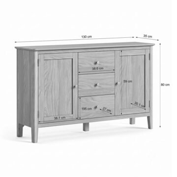 Folkestone Light Oak 2 Door 3 Drawer Sideboard | Assembled