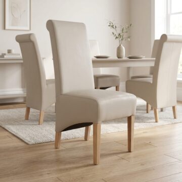 Krista Roll Back Bonded Leather Ivory Dining Chair