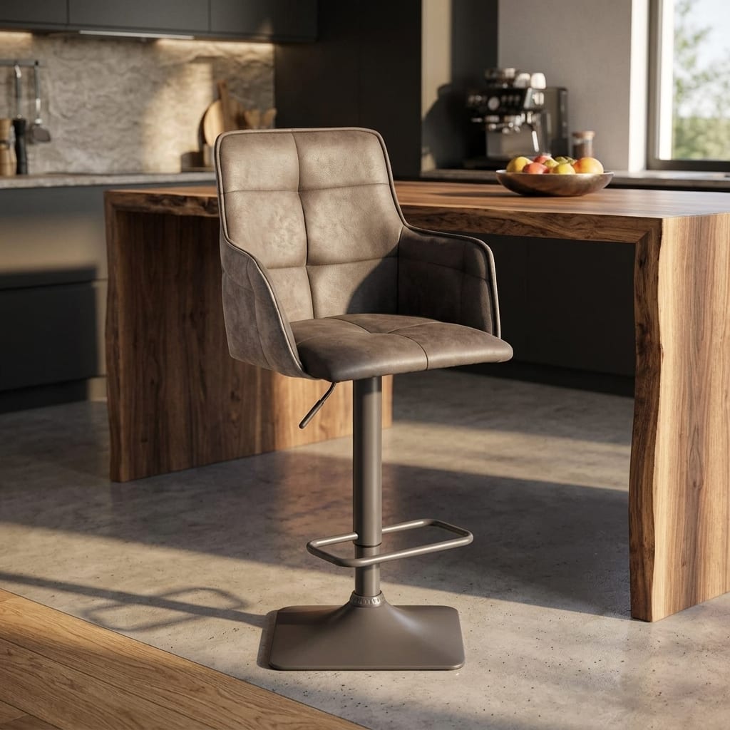 Orion Suede Effect Dark Grey Bar Stool | 98 - 11cm