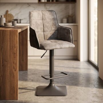 Orion Suede Effect Light Grey Bar Stool | 98 - 11cm