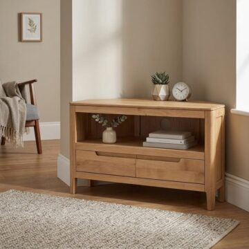 Dunmore Oak 2 Drawer Corner TV Unit 100cm | Assembled