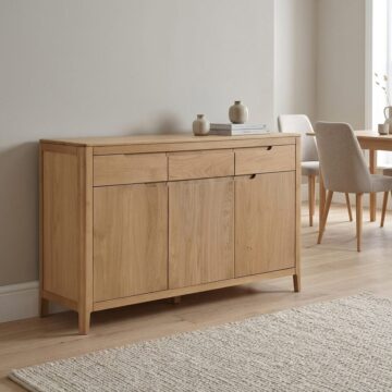 Dunmore Oak 3 Door 3 Drawer Sideboard | Assembled