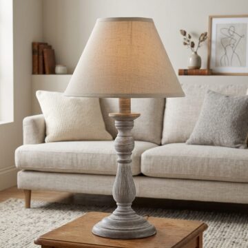 Augusta Column Table Lamp With Linen Shade