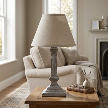 Capsa Column Table Lamp With Linen Shade