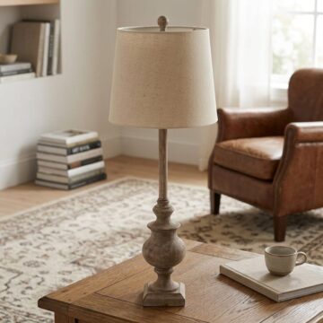 Chiaro Candlestick Table Lamp With Linen Shade