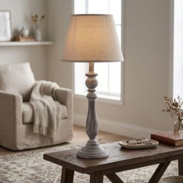 Dunum Column Table Lamp With Linen Shade