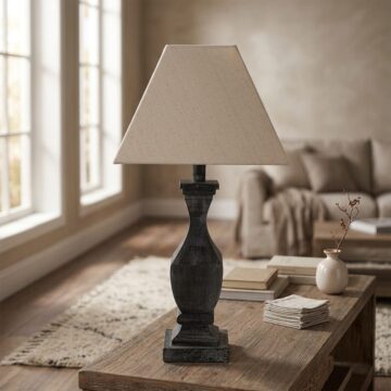 Incia Fluted Wooden Table Lamp