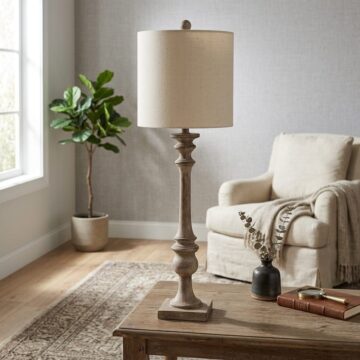 Pallido Candlestick Table Lamp With Linen Shade