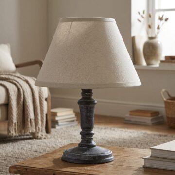 Palmyra Column Table Tamp With Linen Shade