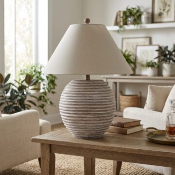 Saturn Table Lamp With Linen Shade