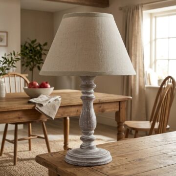 Setia Column Table Tamp With Linen Shade