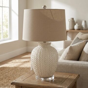 Twill Weave Ceramic Table Lamp With Linen Shade