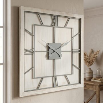 Williston White Square Large Wall Clock