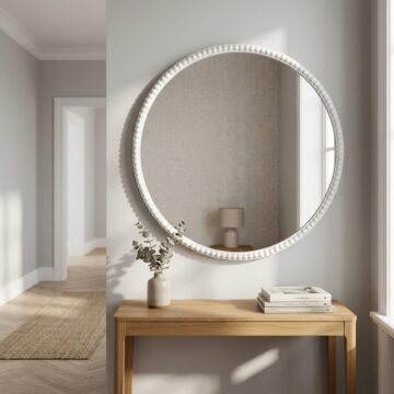 Washed Wood Framed Beaded Mirror | Assembled