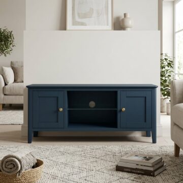 Kingsbridge Blue 2 Door TV Unit 120cm | Assembled