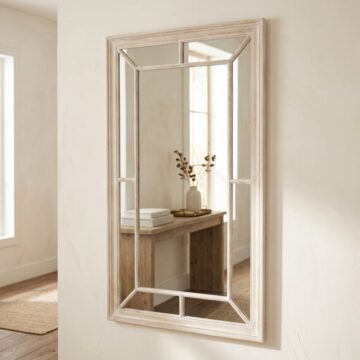 Washed Wood Framed Window Mirror | Assembled