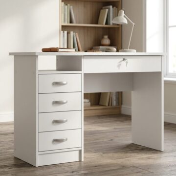 Ajax Plus White 5 Drawer Desk