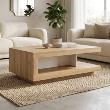 Rydal White Designer Coffee Table | Oak Finish