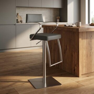 Tampa Premium Bar stool S/Steel Charcoal Grey PU