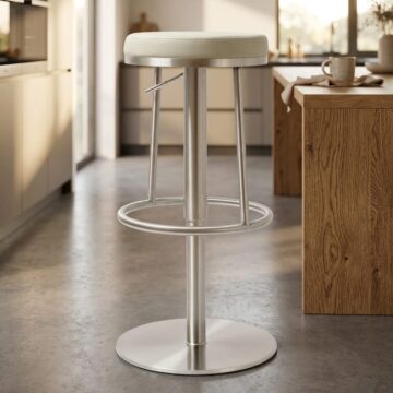 Vibon Premium   Bar stool S/Steel Light Grey PU