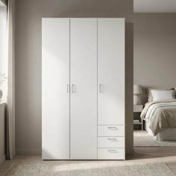 Edinburgh White 3 Door Wardrobe with Drawers