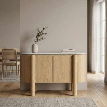 Ryder Marble 2 Door Sideboard | Light Oak Finish | Assembled