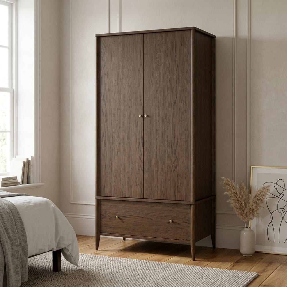 Salem Brown Oak Gents Wardrobe with Drawer