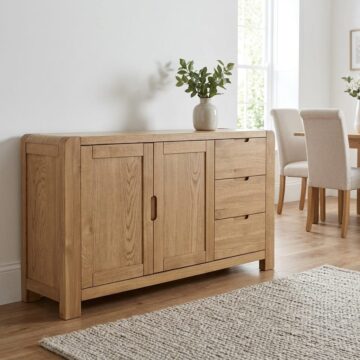 Kalmar Oak 2 Door 3 Drawer Large Sideboard | Assembled