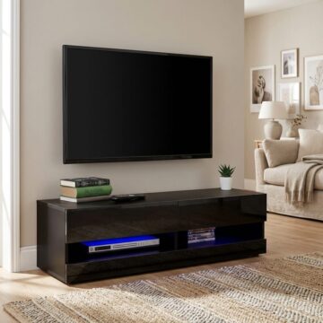 Lugo Black Wall TV Unit 120cm | LED