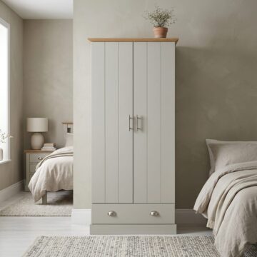 Oban Grey 2 Door Wardrobe with Drawer