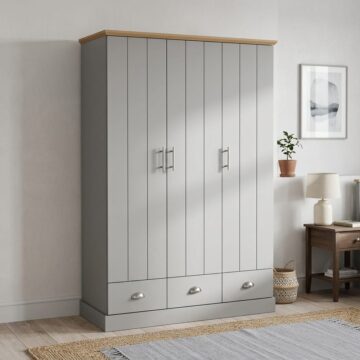 Oban Grey 3 Door Wardrobe with Drawers