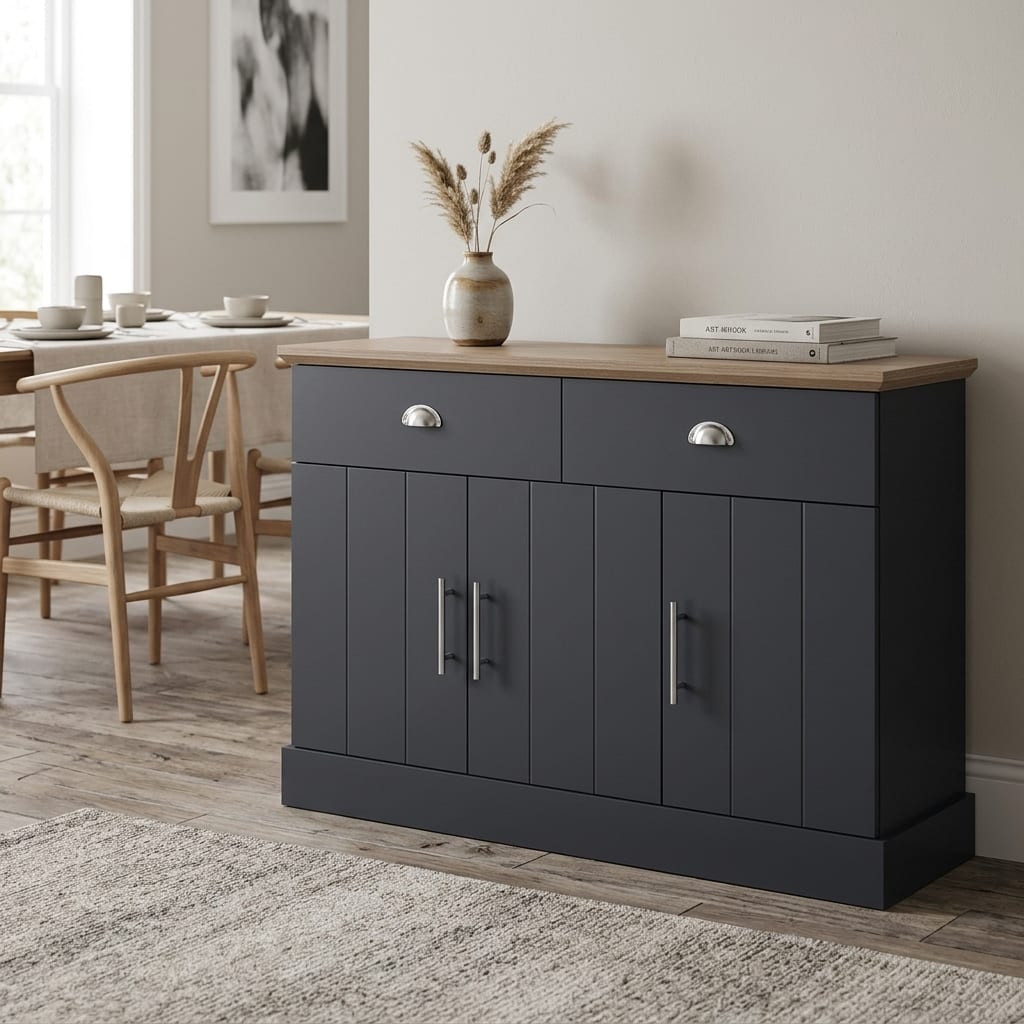 Oban Slate Blue 3 Door Large Sideboard with Drawers