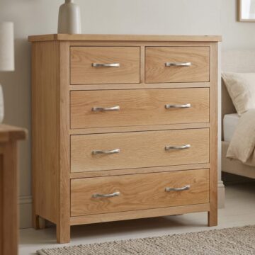 Brancepeth Oak 2 over 3 Chest of Drawers | Lacquered Finish