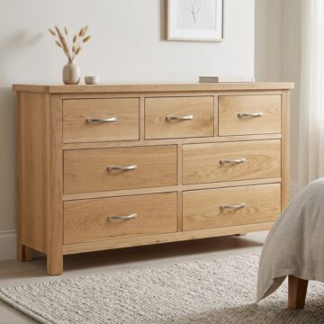 Brancepeth Oak 3 Over 4 Chest of Drawers | Lacquered Finish