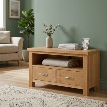 Brancepeth Oak Small TV Unit | Lacquered Finish
