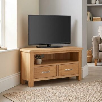 Brancepeth Oak Corner TV Unit | Lacquered Finish