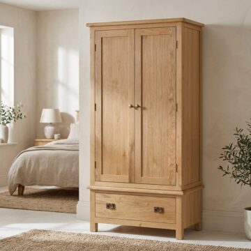 Belmont Oak Gentlemans Wardrobe with Drawer