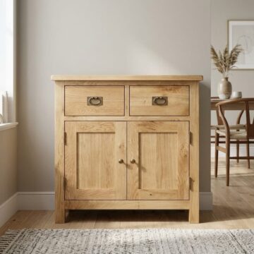 Belmont Oak 2 Door 2 Drawer Mini Sideboard | Assembled