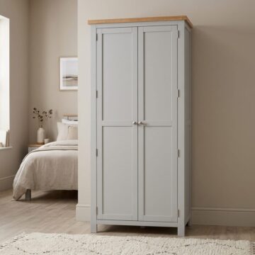 Wynyard Grey Double 2 Door Wardrobe